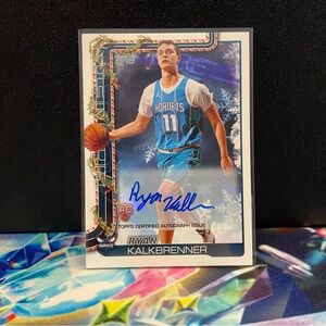 2025-26 Topps Holiday Basketball Ryan Kalkbrenner RC Auto H194 Charlotte Hornets